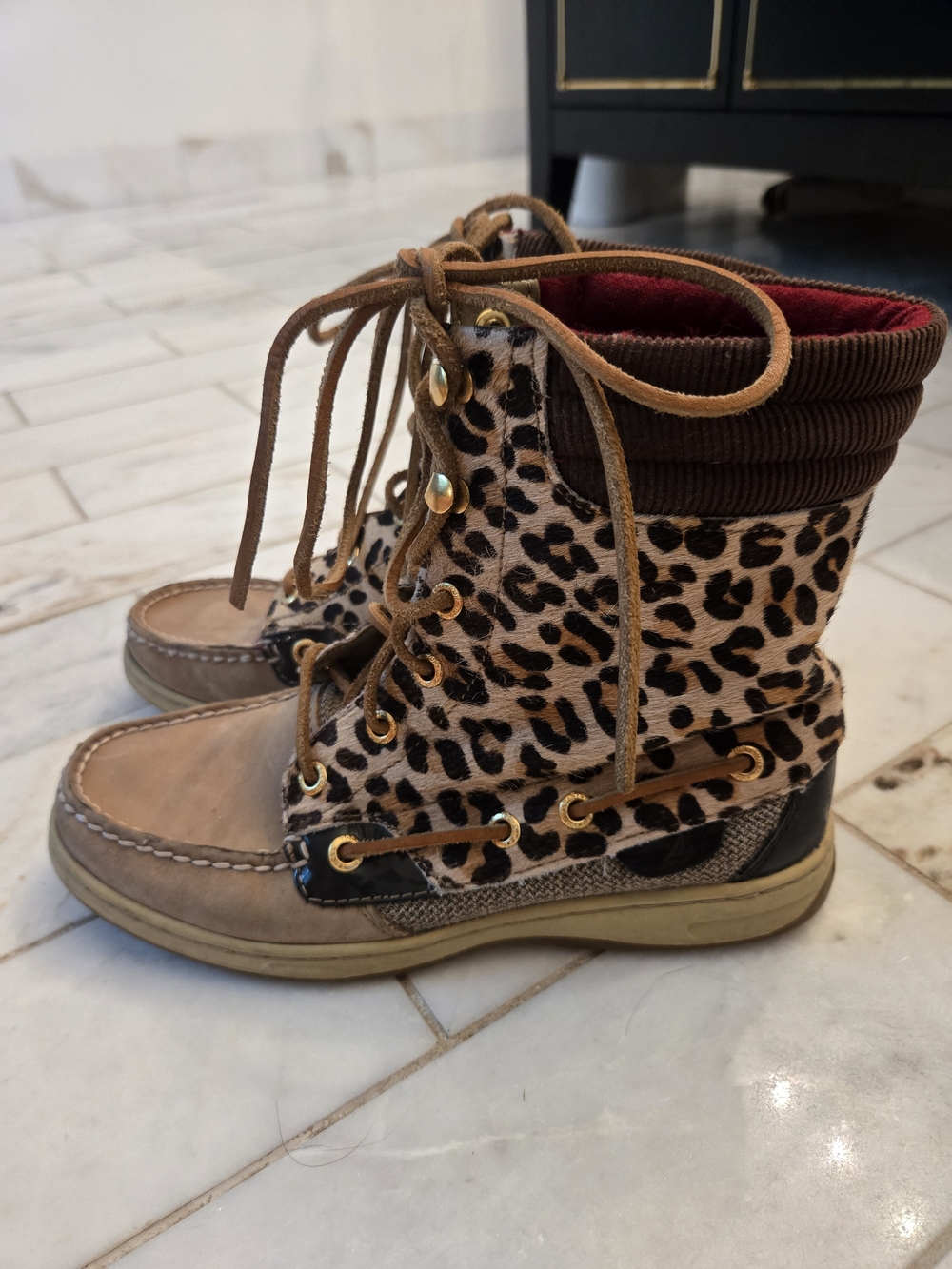 Sperry Leopard Print Boot - Tan/Black